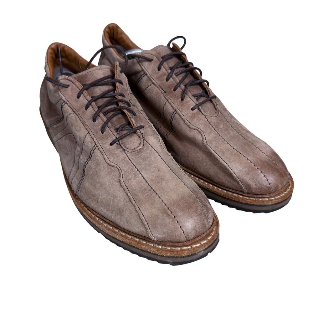 Camper Pelotas Ariel Shoes Mens 44 Tan Brown Leather Lace Up Contrast Stitch